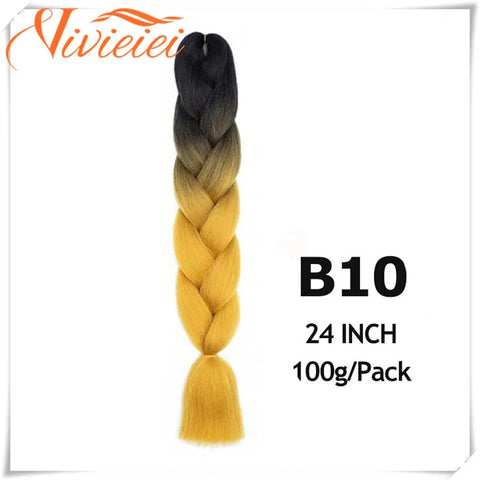 VIVIEIEI Synthetic Braiding Hair 24 Inch Jumbo Braid Ombre Jumbo Hair Extension for Women DIY Hair Braids Purple Pink Yellow Red