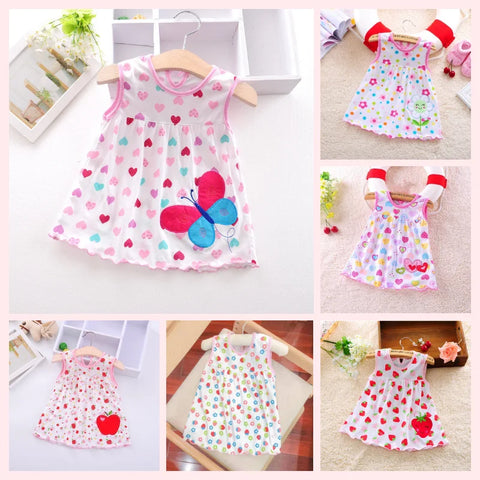 Infant Baby Girl Dress Skirt 100% Cotton Romper Bodysuit Clothes 0-12M