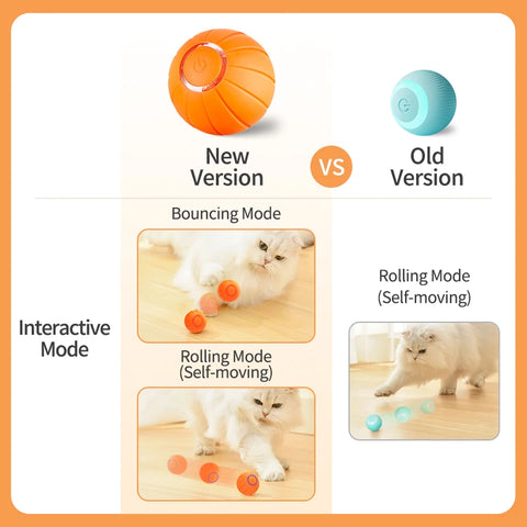 ROJECO Smart Cat Toys Automatic Bouncing Cat Ball Interactive Rolling Ball For Cats Pet Smart LED Self Moving Toys Accessories