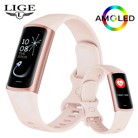 LIGE 1.1 inch Sport Smart Bracelet Fitness Tracker For Women Band Waterproof Connected Phone Tracker Smart Watch For Android ios