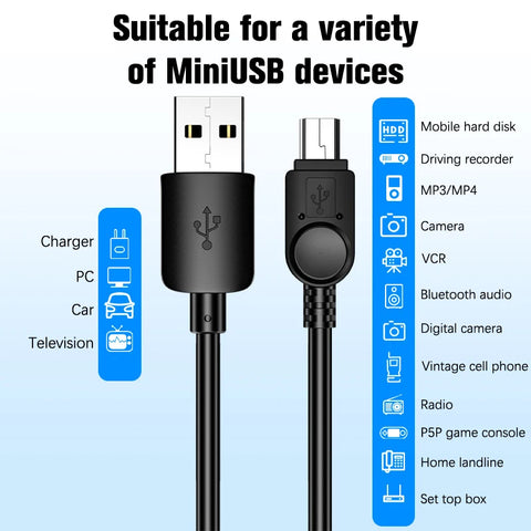 Mini USB Cable To USB Fast Data Charger Cable