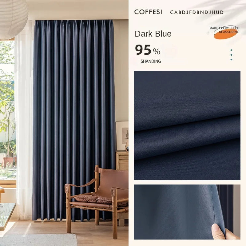 Modern Living Room Large Curtains Light Luxury Bedroom Full Blackout Curtain Hotel Sunscreen Drape Thick Drapes High Shading 90%