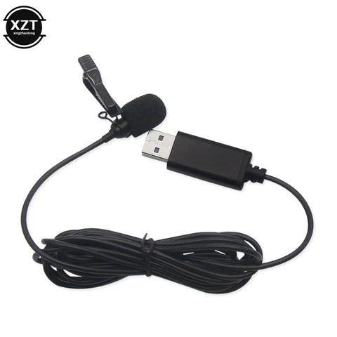 Laptop Live Recording USB Plug Mic 2m Portable Mini Clip-on Omni-Directional Stereo USB Mic Microphone Supplies for PC Computer