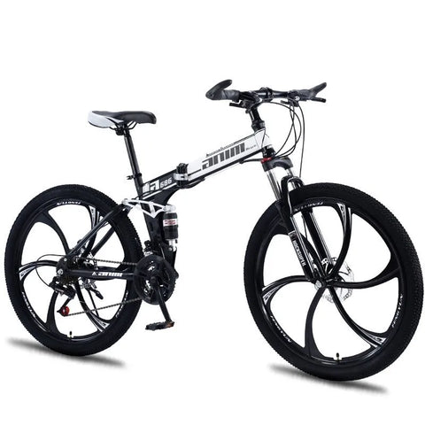 FJ High Carbon Steel Folding Variable Speed Highway Bicycle 26 Inch Double Shock Absorber Integrated Wheel Folding Mountain Bike