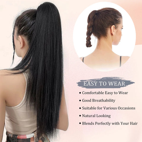 Straight Synthetic Long Pony Tail Claw Clip Wig in Ponytail Extension Soft High Quality Hairpiece for Women Girls