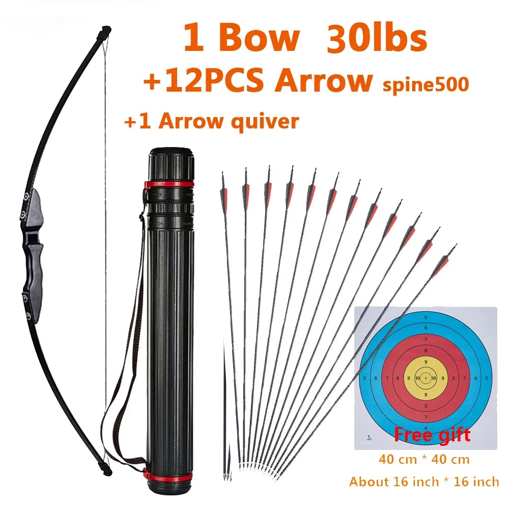 1pc Archery Recurve Bow Take-Down Straight Draw Bow For Children Adults Beginner Shooting Practise Hunting Game Accessories