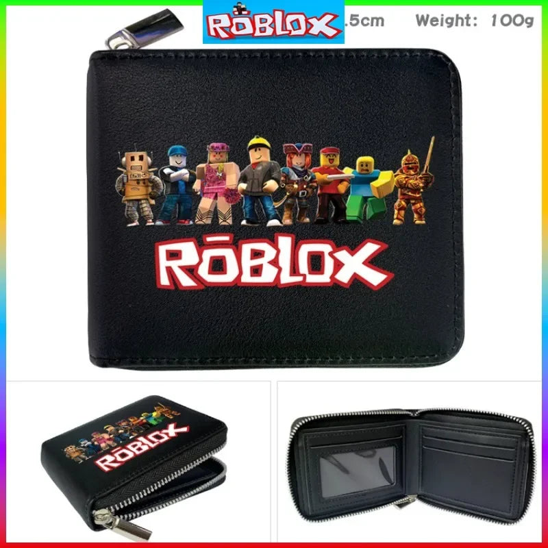 PU Wallet Coin Purse Around The Virtual World ROBLOX Game Half-fold Short Wallet Wallet Card Bag Kawaii Children's Toys Gifts