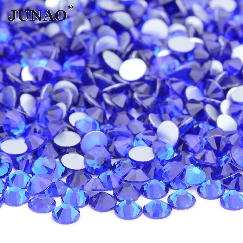 JUNAO 100Gross Bulk Packag SS6 SS10 SS12 SS16 SS20 SS30 AB Color Glass Rhinestones Non Hot Fix Flat Back Strass DIY Nail Stones