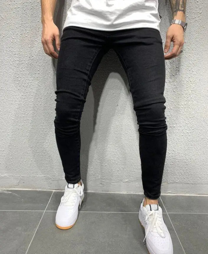 Jeans Men Pants Wash Solid Color Multi Pockets Denim Mid Waist Cargo Jeans Plus Size Fahsion Casual Trousers Male Daily Wear