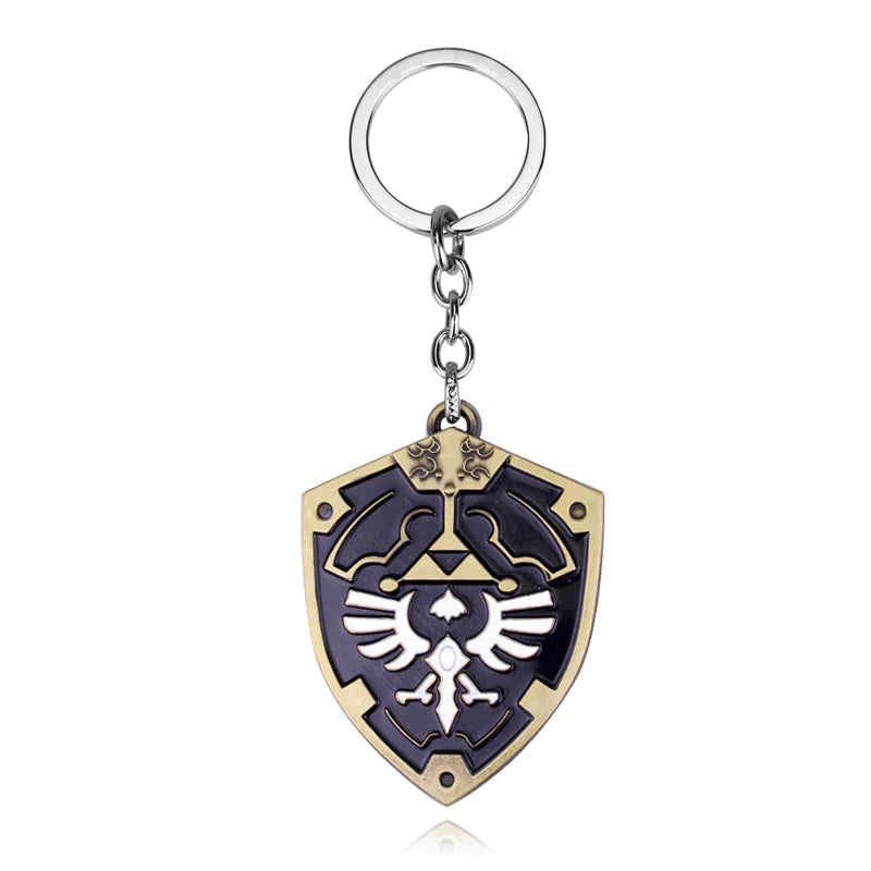 Game Zeldas Shield Keychain Symbol Pendant Enamel Metal Keyring Men Jewelry Accessories Gift