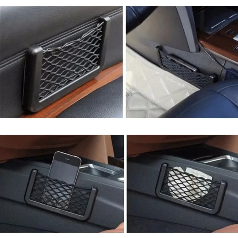 1pcs/2pcs Car Organizer Storage Bag Auto Paste Net Pocket Phone Holder Car Accessories 20*8CM 8*15CM Universal