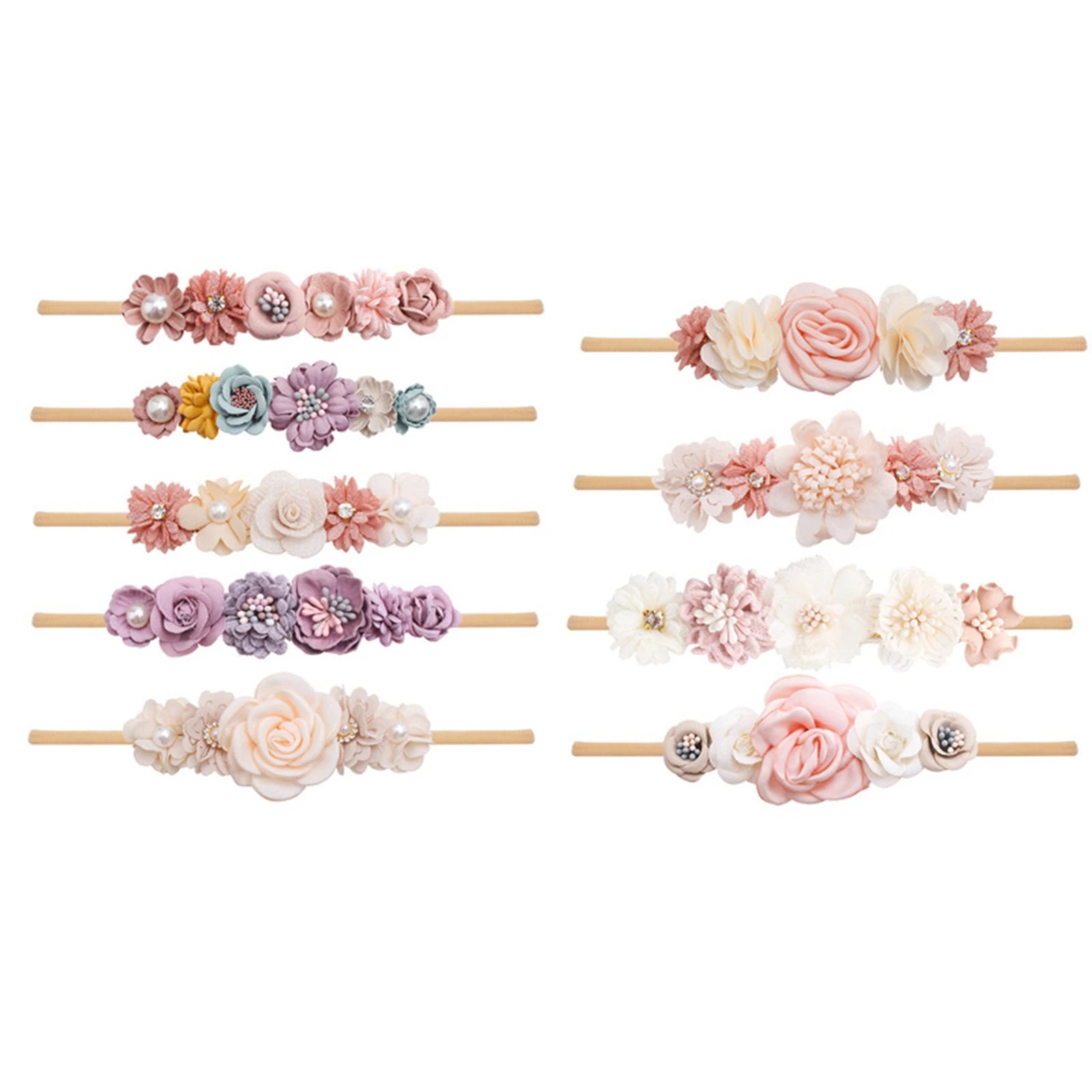 Pudcoco Baby Girls Headbands, Elastic Flower Head Wraps Photo Props Hair Accessories for Infant