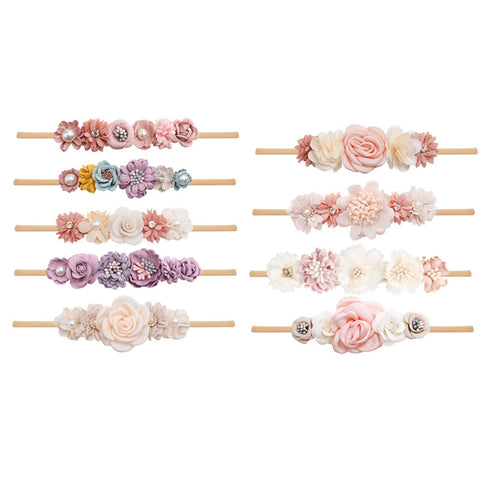 Pudcoco Baby Girls Headbands, Elastic Flower Head Wraps Photo Props Hair Accessories for Infant