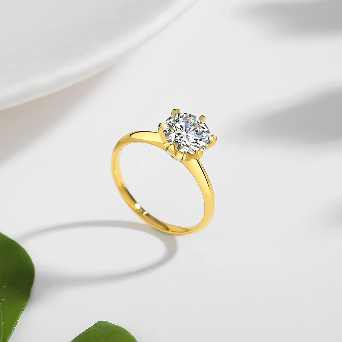 High Quality 100% Pure 18k Gold Moissanite Ring Certified 1ct Round Luxury Brands Engagement K Gold Jewelry For Women Wholesale