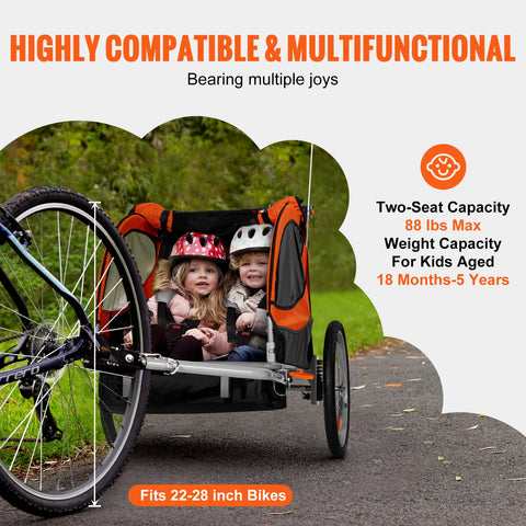 Foldable Children Bicycle Trailer for Toddlers Kids