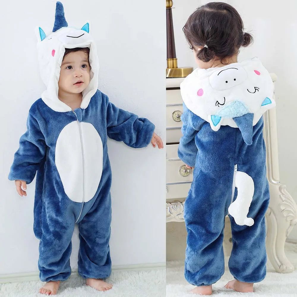 Newborn Baby Boy Clothing Animal Cartoon Hooded Jumpsuits Winter Baby Pajamas Onesies Kids Sleepwear Newborn Baby Pyjamas