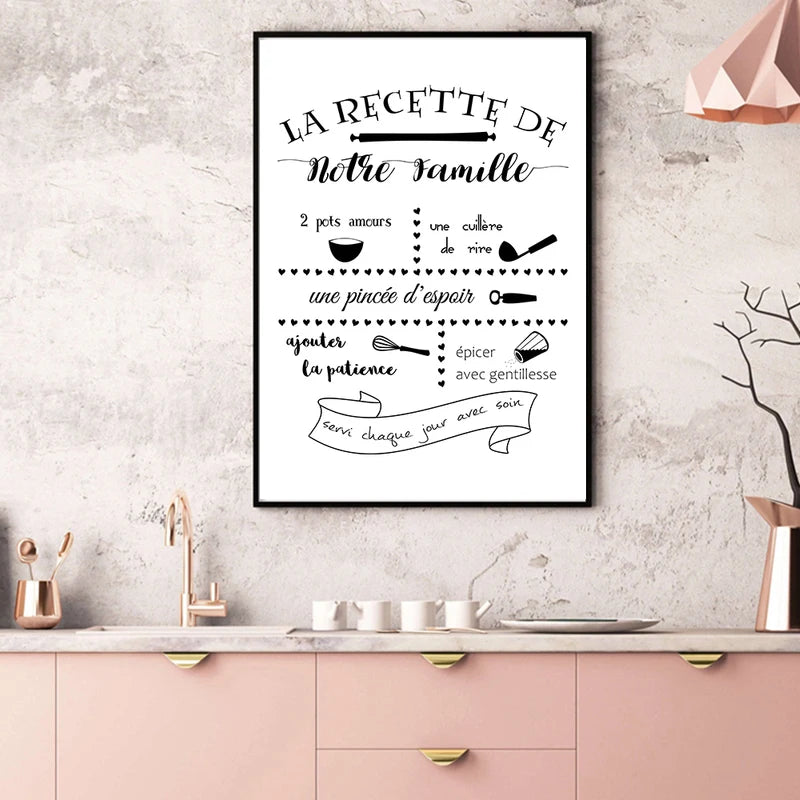 French House Rules Quote Canvas Art Print Poster Wall Decor , DANS CETTE MAISON Quote Canvas Painting Home Decoration