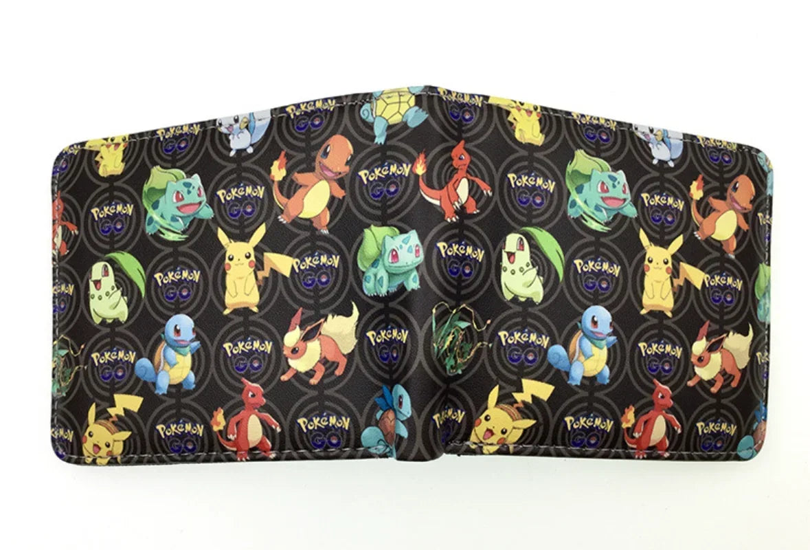 Pokemon Short Wallets Pikachu Leather Fold Wallets Portable Cartoon Card Holder Coin Purse HD Printing Cover Purses Kids Gifts