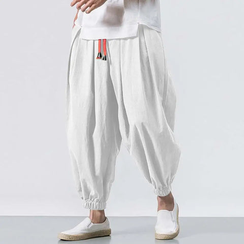 Men Crotch Wide Leg Pants Male Casual Loose Wide Leg Pants