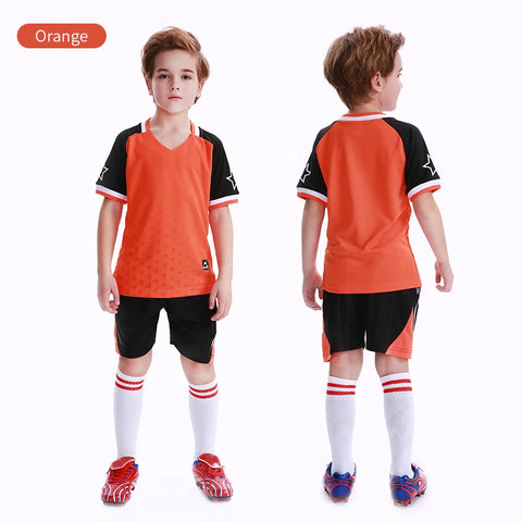 Kids Football Jersey Personalized Custom Boy Soccer Jersey Set Polyester Soccer Uniform Breathable Football Uniform For Children