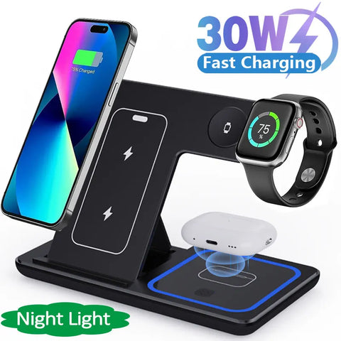 3 in 1 Foldable Charging Station For iPhone 15 Airpods Pro