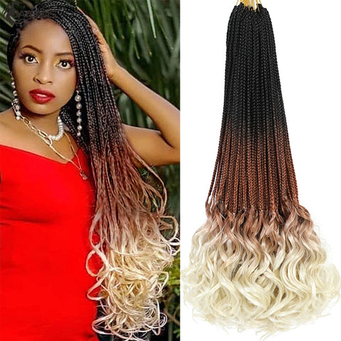 Ombre French Curly Crochet Braids 613 350 Color French Curly Crochet Braiding Hair Pre Looped Goddess Box Braids 16 Strands/Pack