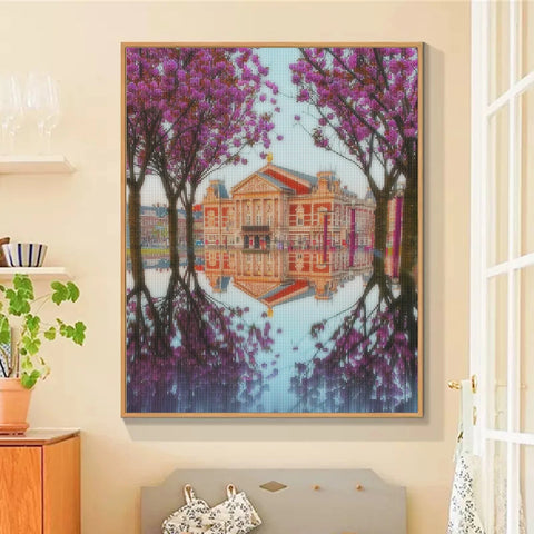 CHENISTORY Diamond Painting Full Square House Landscape Cross Stitch Diamond Embroidery Lake Pictures Diamond Art