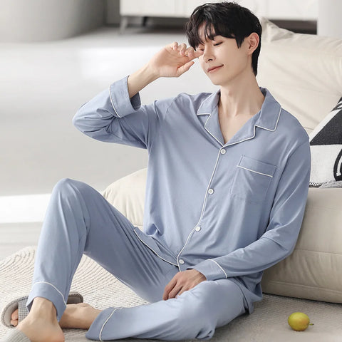 Autumn Pajamas Sets Men Long Sleeve