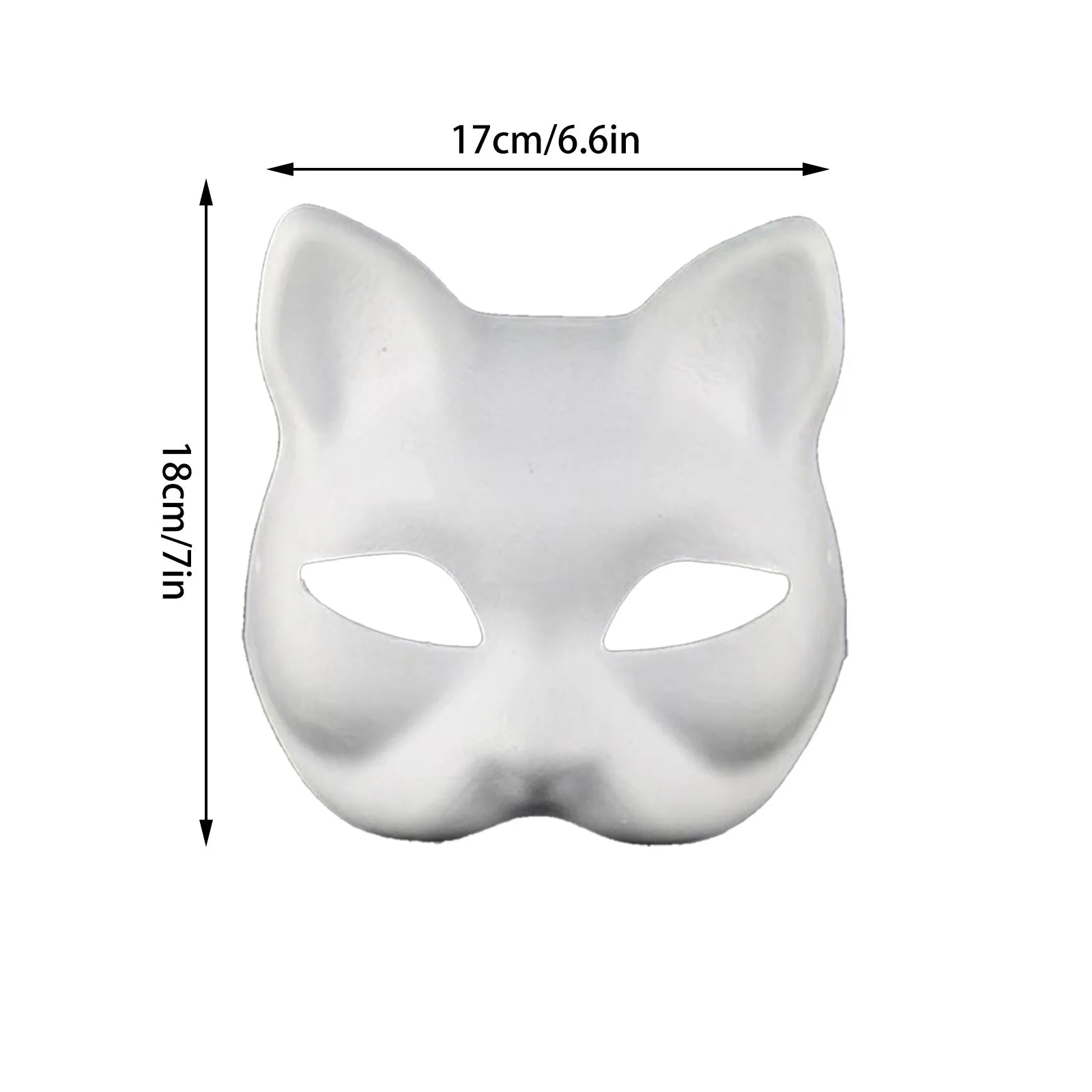 5pcs Diy Mask White Embryo Plasma Cat Mask Paintable Halloween Mask White Half Face Mask Role-Playing Anime Party Costume