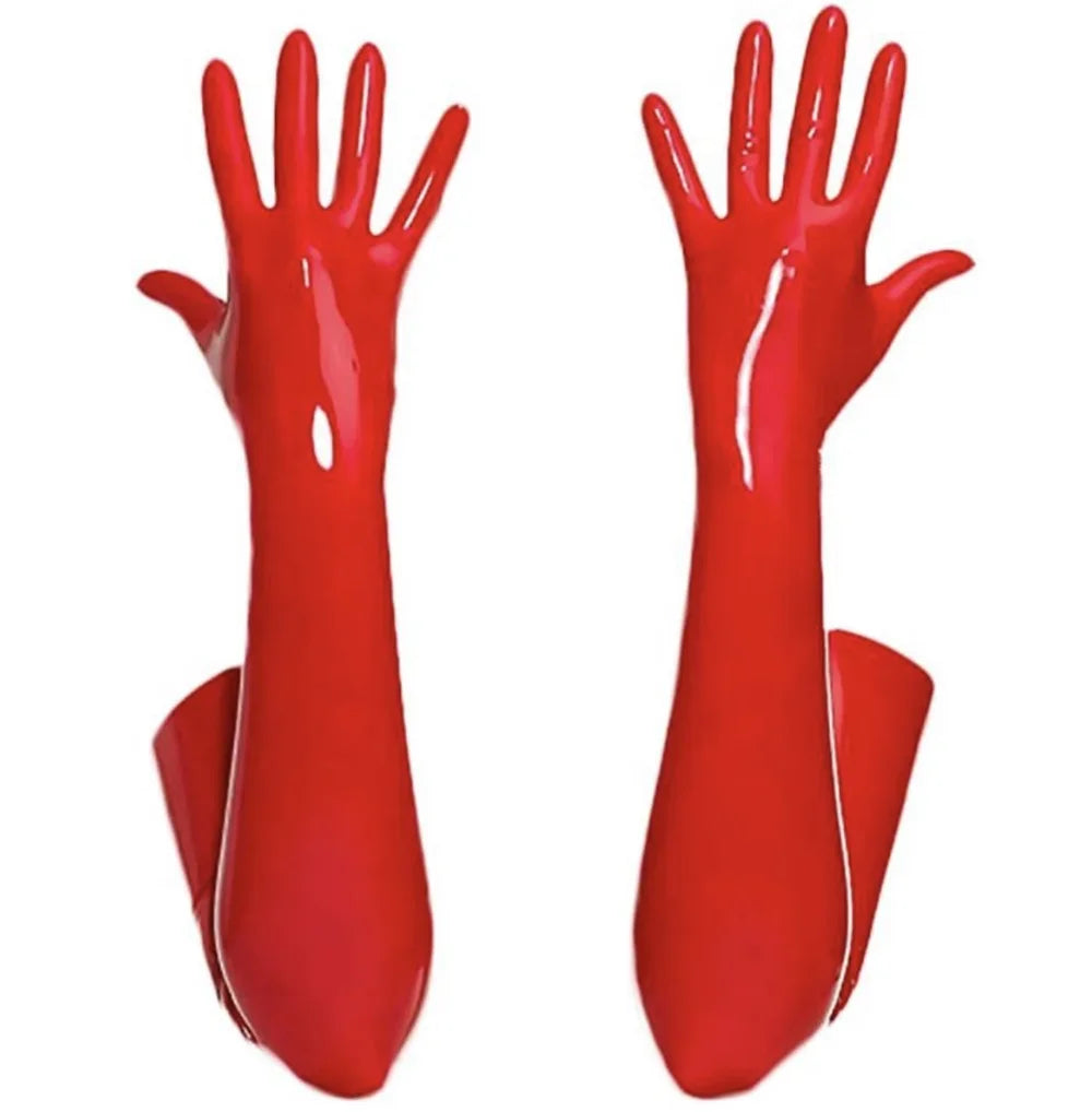 Women Sexy Faux Leather Gloves Wet Look PVC