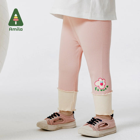 New Patchwork Elastic Breathable Soft Comfortable Printing Girls‘ Leggings