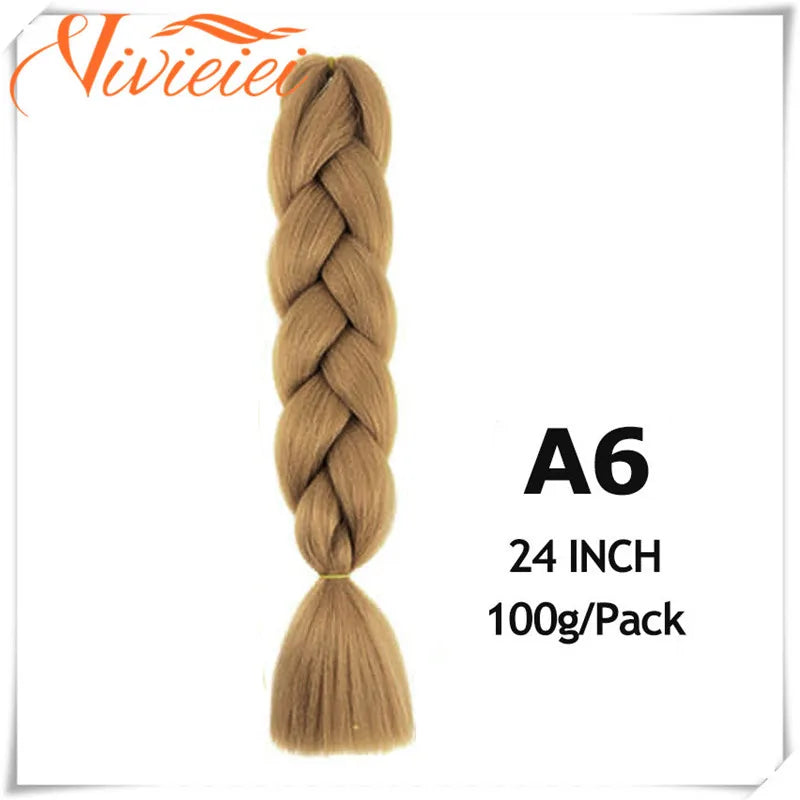 VIVIEIEI Synthetic Braiding Hair 24 Inch Jumbo Braid Ombre Jumbo Hair Extension for Women DIY Hair Braids Purple Pink Yellow Red