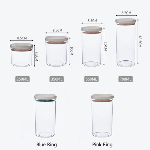 Color Sealed Ring Bottles Kitchen Storage Box Transparent Food Canister