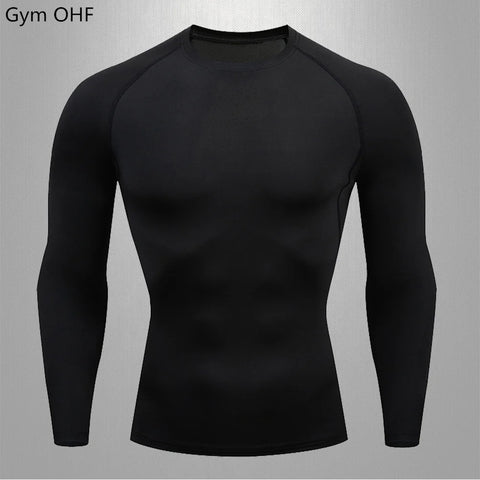 Gym T-shirt Men Rashguard Boxing Breathable T-shirts Long Sleeve Muay Thai Sportswear Bjj Muscle Compression Fitness Tights Tops