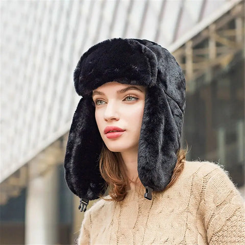 Thick Plush Bomber Hat for Men Women