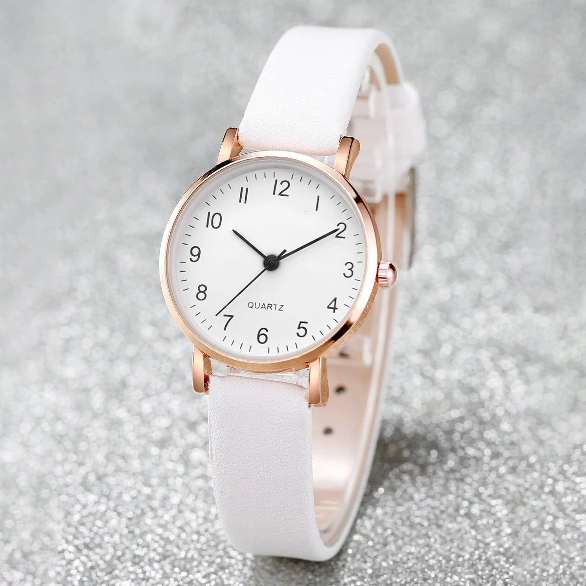 Fashionable Noble Women's Watch White Digital dial Quartz Watch Jewelry Set