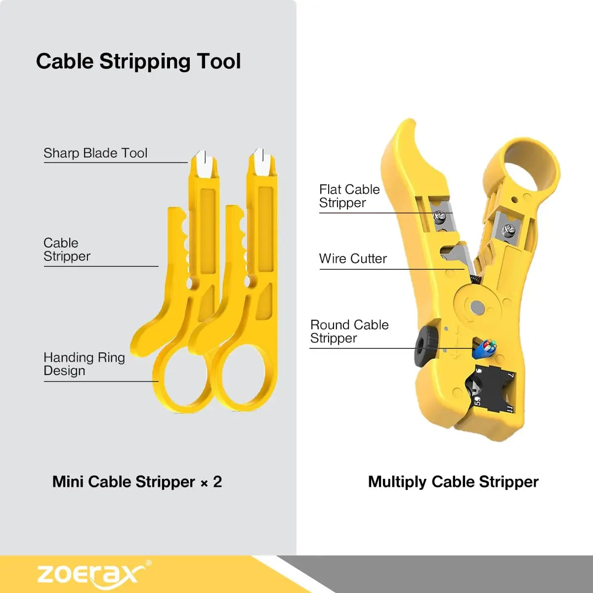 ZOERAX Professional Network Tool Kit, 8 in 1 RJ45 Crimp Tool Kit - Pass Through Crimper, RJ45 Tester, Punch Down Tool, Stripper