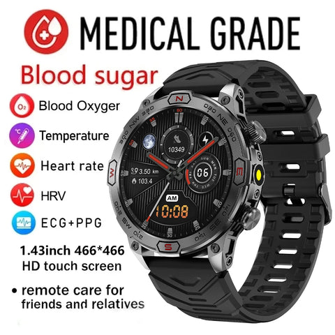 2024 New 1.43-inch Smart Watch ECG+PPG All day Heart Rate Detection LED Men's Smartwatch AI Voice Bluetooth Call Smartwatches