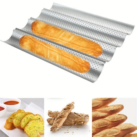 Plus Size 3/4 Grooves Baguette Not Stick Baking Tray Waves Bakeware Baguette Mold French Bread Toast Baking Tool