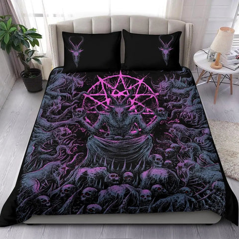 Skull Skeleton Satanic Goat Skull Duvet Cover Set