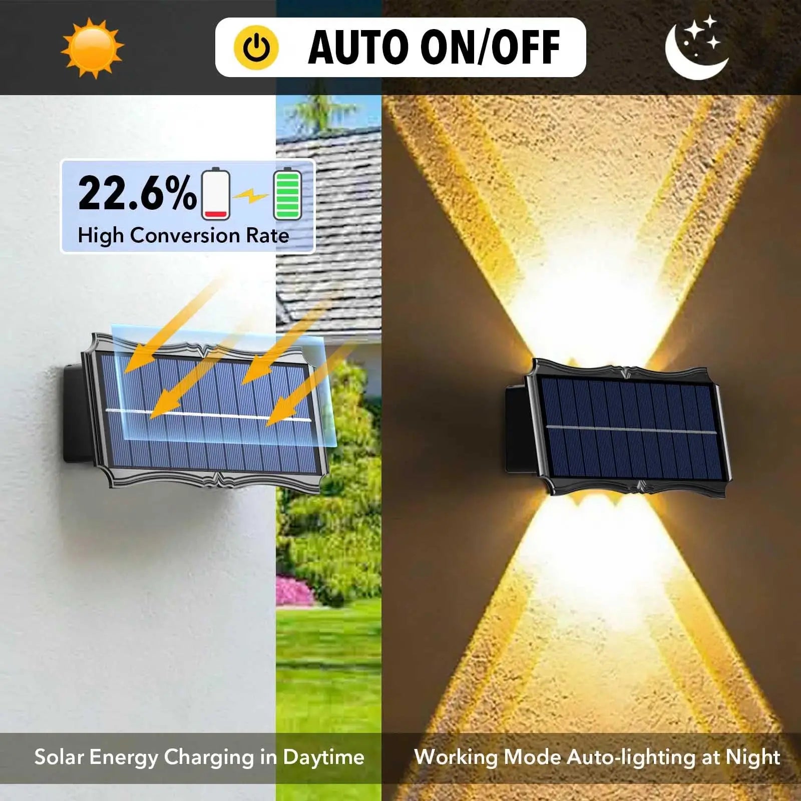 Solar Wall Lamp Outdoor Warm Light Waterproof