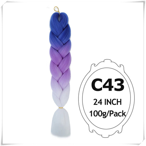 24 Inch Ombre purple jumbo Braiding Hair Synthetic