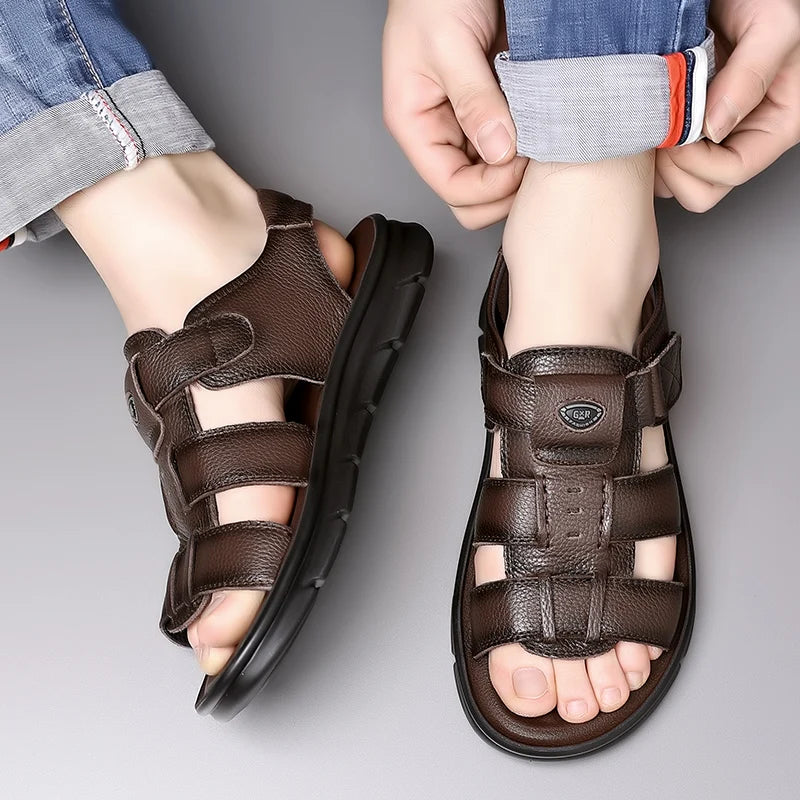 Men Comfort Hollow Non-slip Leather Sandals