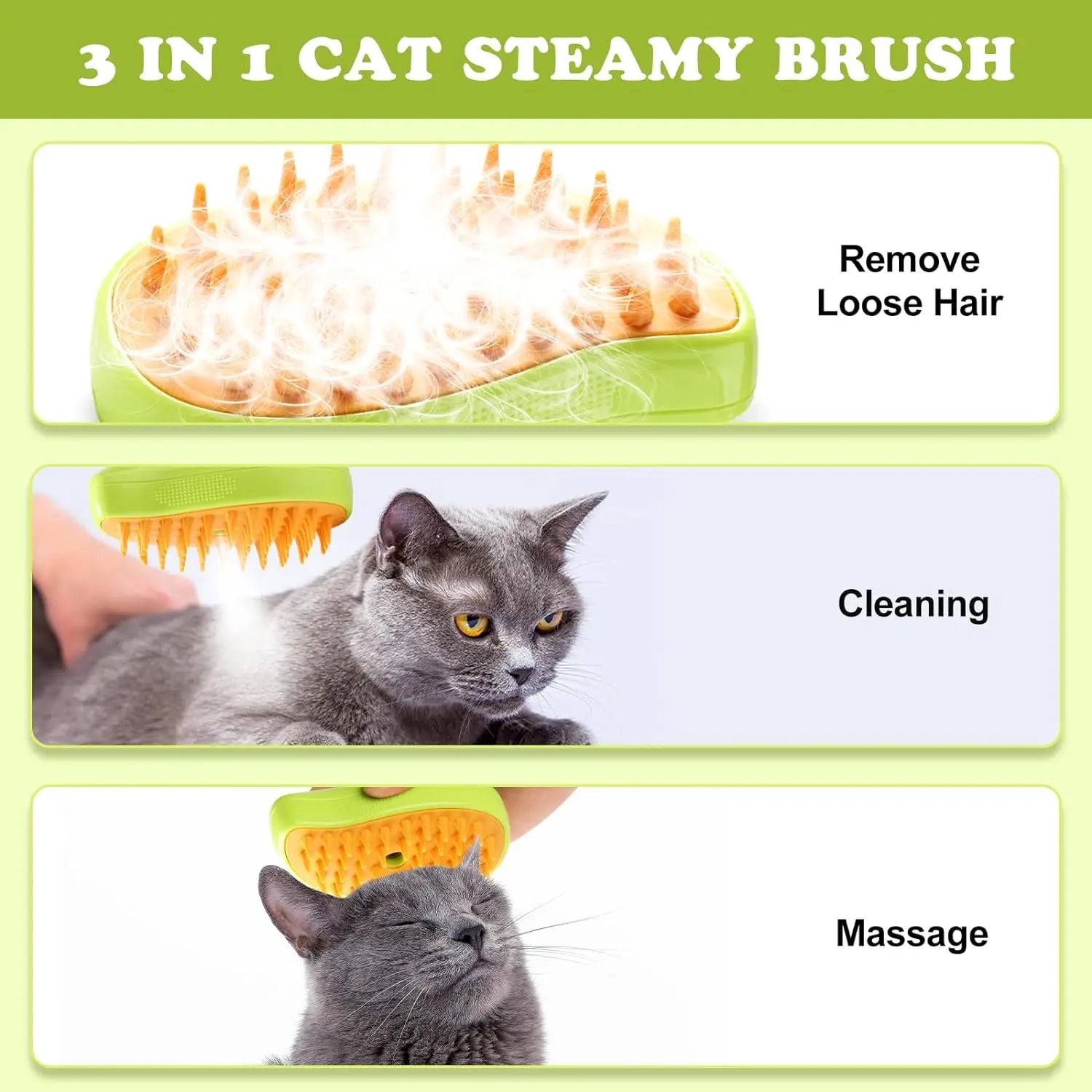 Dog Cat Steam Brush Electric Spray Water Spray Kitten Pet Comb Soft Silicone Depilation Cats Bath Hair Brush Grooming Supplies