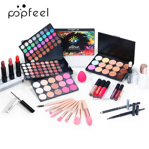 Makeup Combo Set Eyeshadow Lipstick Eyebrow Pencil Eyeliner Concealer Mascara Foundation Isolation Brush Makeup Korean Cosmetics