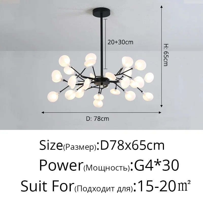 Nordic Gorgeous Firefly Lamp Home Indoor Lighting Luxurious Decor Hanging Lamp Modern LED Chandelier Living Room Bedroom Kitchen