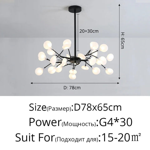 Nordic Gorgeous Firefly Lamp Home Indoor Lighting Luxurious Decor Hanging Lamp Modern LED Chandelier Living Room Bedroom Kitchen