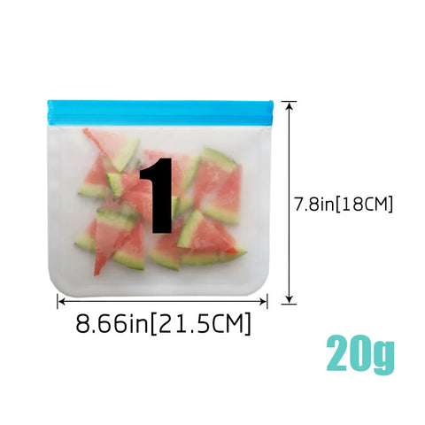 Silicone Food Storage Bag Reusable PEVA Fresh-keeping Bag Fruit And Vegetable Sealed Bag Kitchen Leak-proof Ziplock Storage Bag