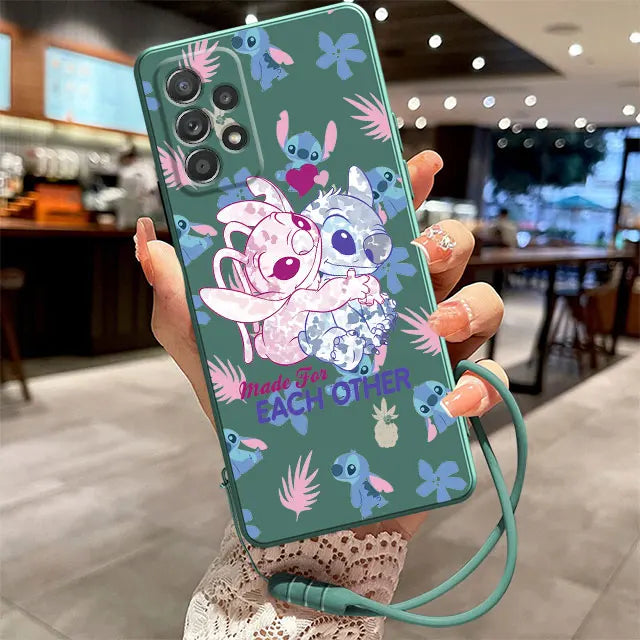 Candy Color Case For Samsung Galaxy A54 A53 A52 A13 A12 A51 A50 A23 A24 A32 A70 A34 A33 A72 Phone Cover Cartoon Disney Stitch