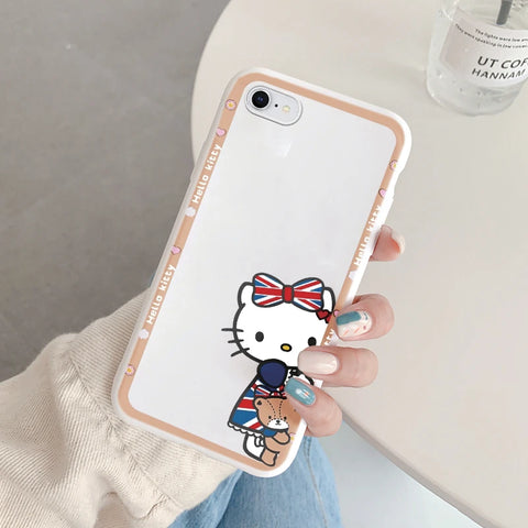 Phone Case for For Apple iphone 6 7 8 Plus SE 2022 Girls Anti-drop Cartoon Cinnamoroll Kuromi Hello Kitty Silicone Printed Cover